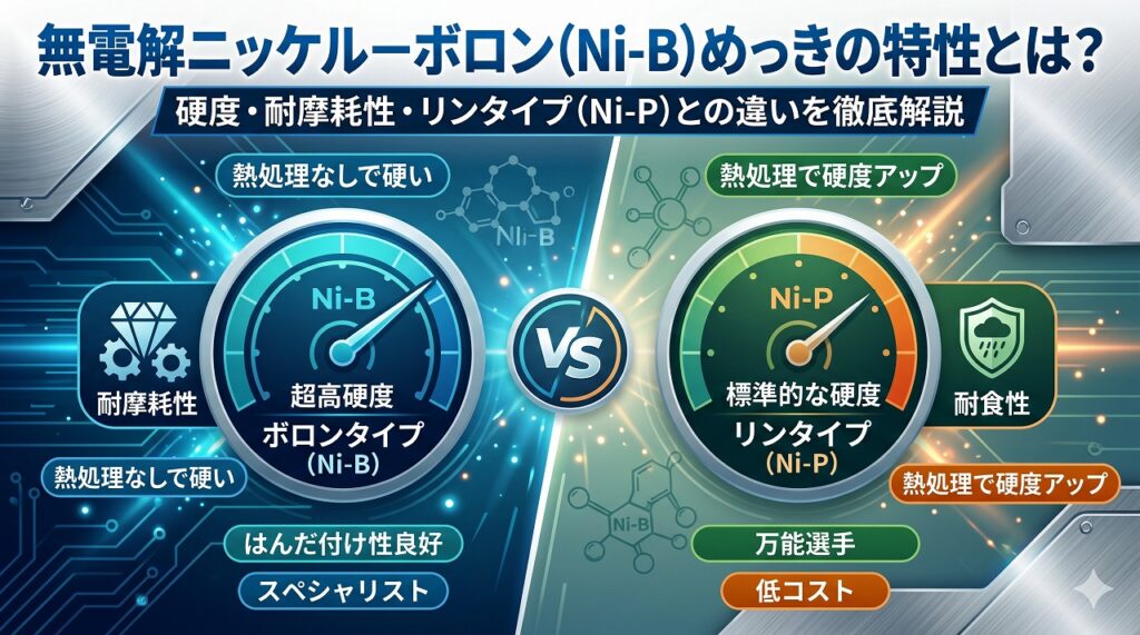 無電解ニッケル−ボロン（Ni-B）めっきの特性とは？硬度・耐摩耗性・リンタイプ（Ni-P）との違いを徹底解説｜大阪めっき・アルマイトナビ