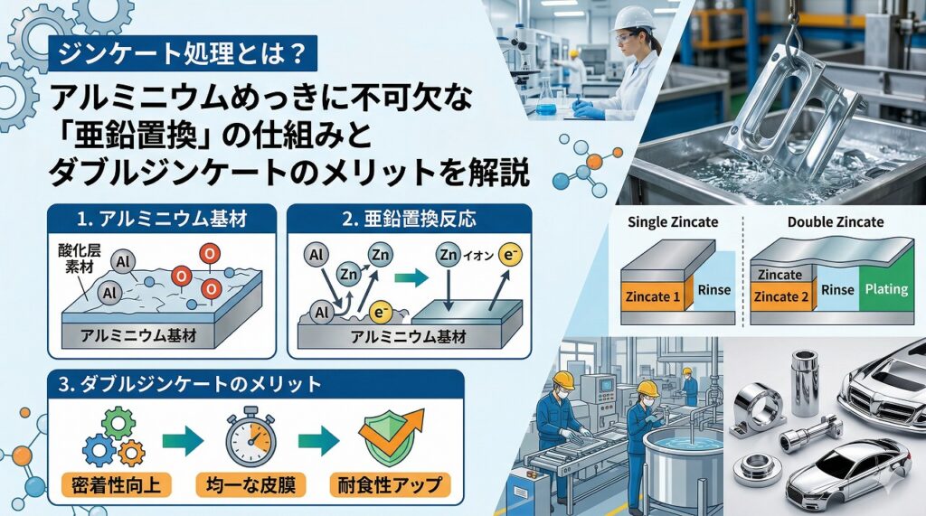 ジンケート処理とは?アルミニウムめっきに不可欠な「亜鉛置換」の仕組みとダブルジンケートのメリットを解説|大阪めっき・アルマイトナビ