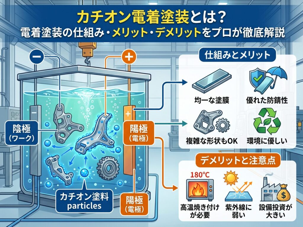 カチオン電着塗装とは?電着塗装の仕組み・メリット・デメリットをプロが徹底解説