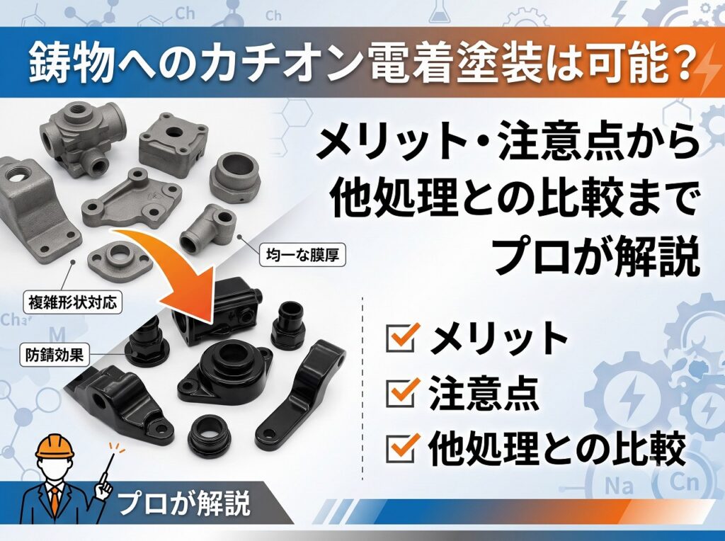 【徹底解説】鋳物へのカチオン電着塗装は可能?メリット・注意点から他処理との比較までプロが解説|大阪めっき・アルマイト.com